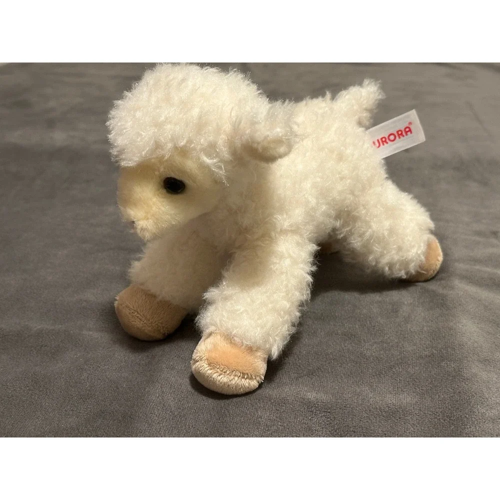Aurora World Cream Lamb Plush Stuffed Animal Sheep Sherpa Fleece 7.5 Inch